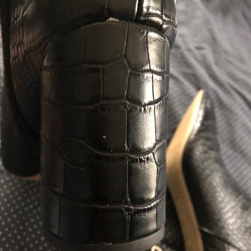 Gator embossed stack heeled booties - Picture 3 of 6